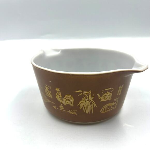 Vintage Pyrex Ceramic Bowl Early Americana 1 Qt 473 Rooster Eagle USA Made - Picture 8 of 9